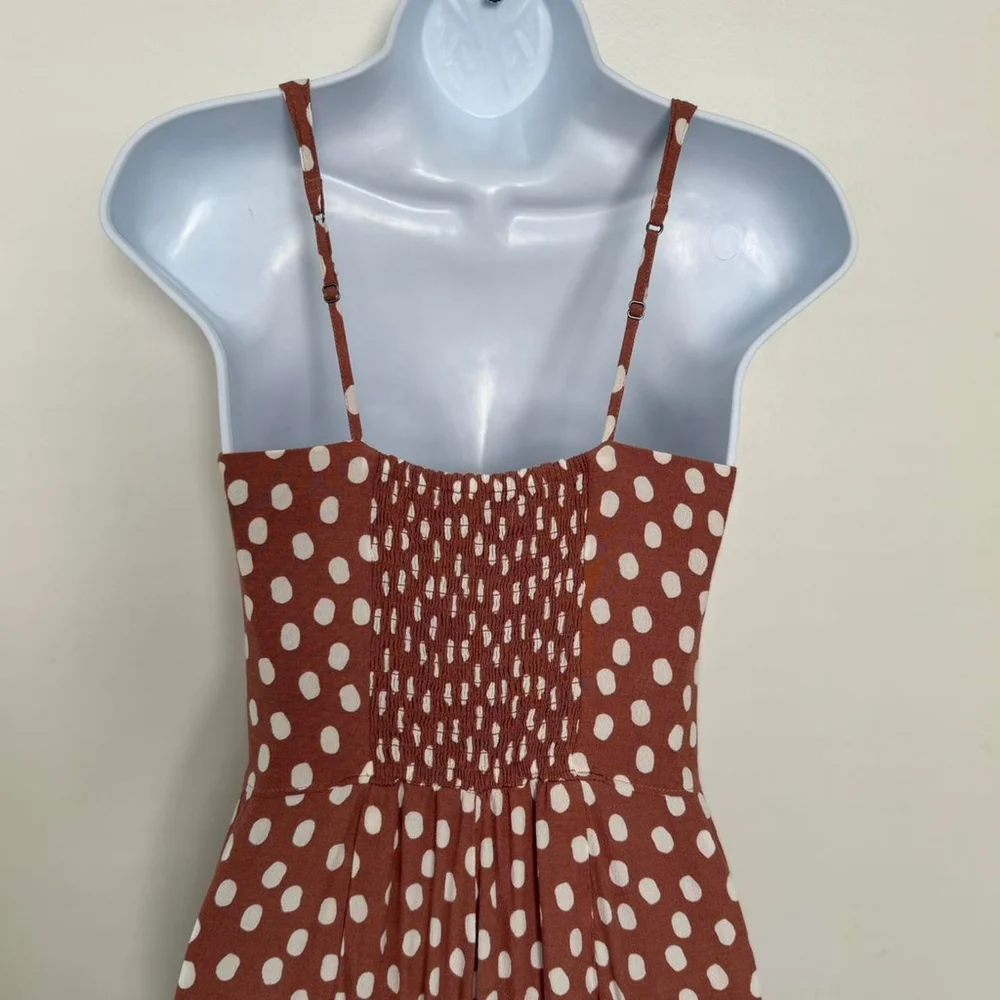 Abercrombie & Fitch Cinched Front Dusty Pink Polka Dot Jumpsuit - Size XS